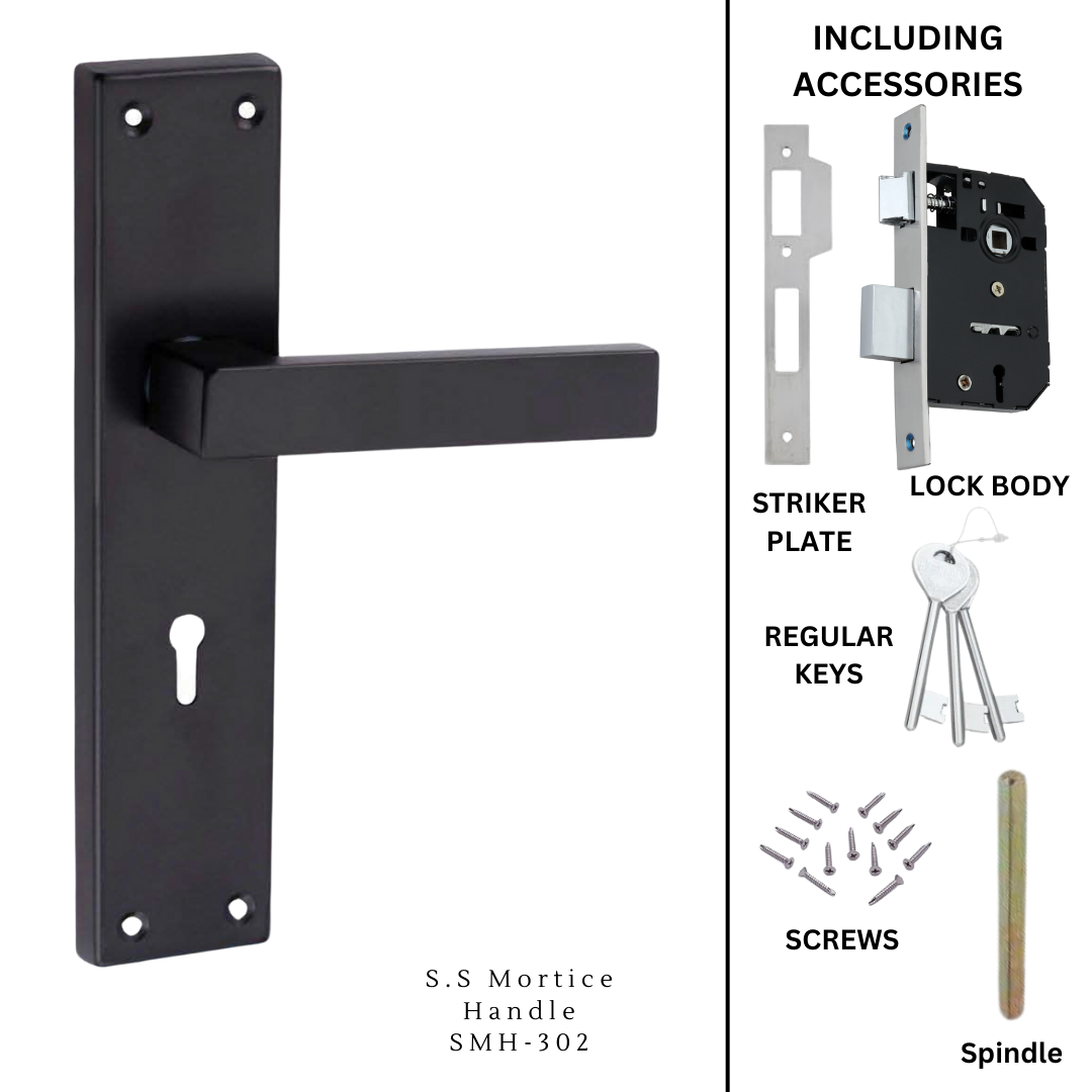 S.S MORTICE HANDLE | SMH-302 Black | Unit 1