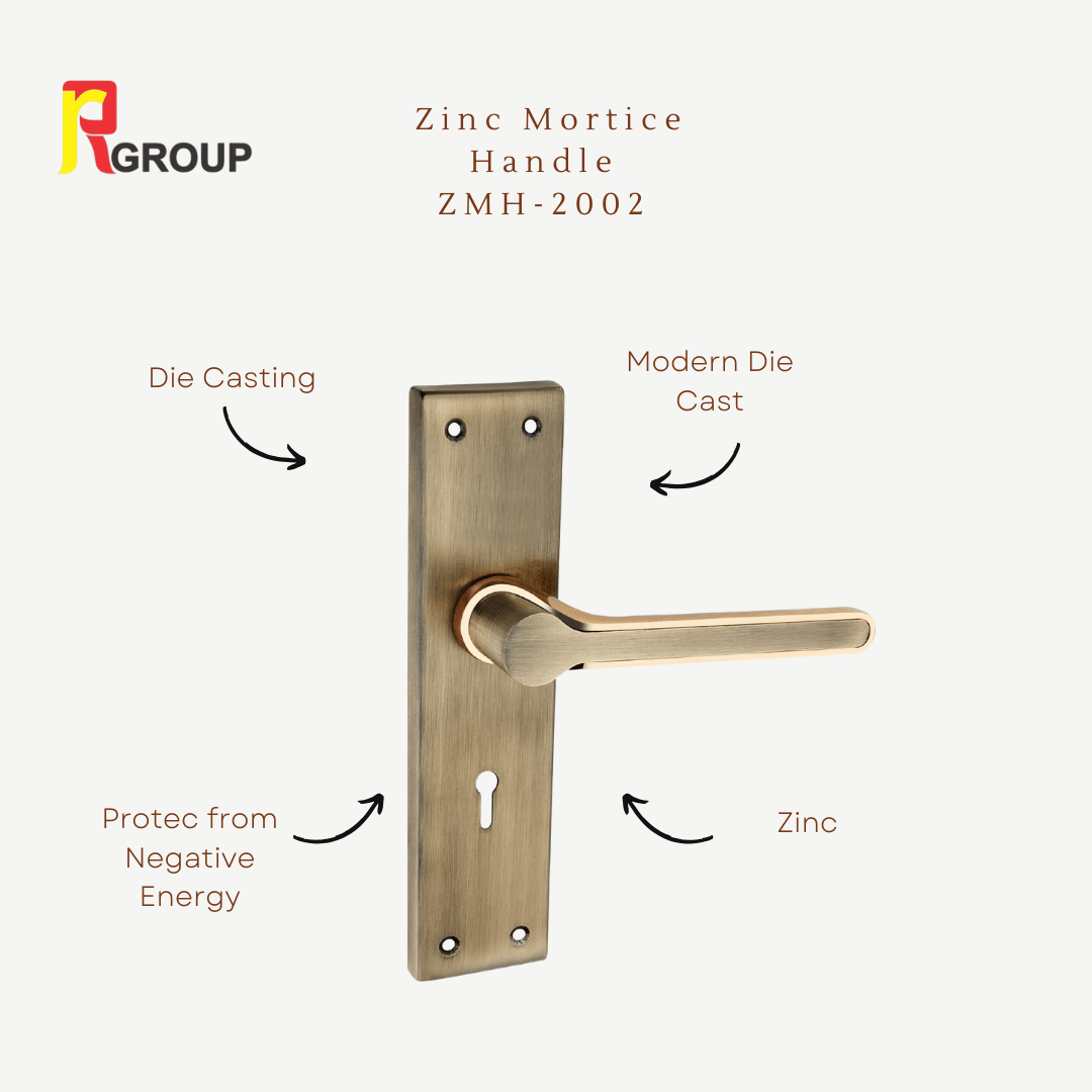 Zinc Mortice Handle | ZMH-2002 | Finish Mett Gold, Antique-CP | Unit 1 Pair