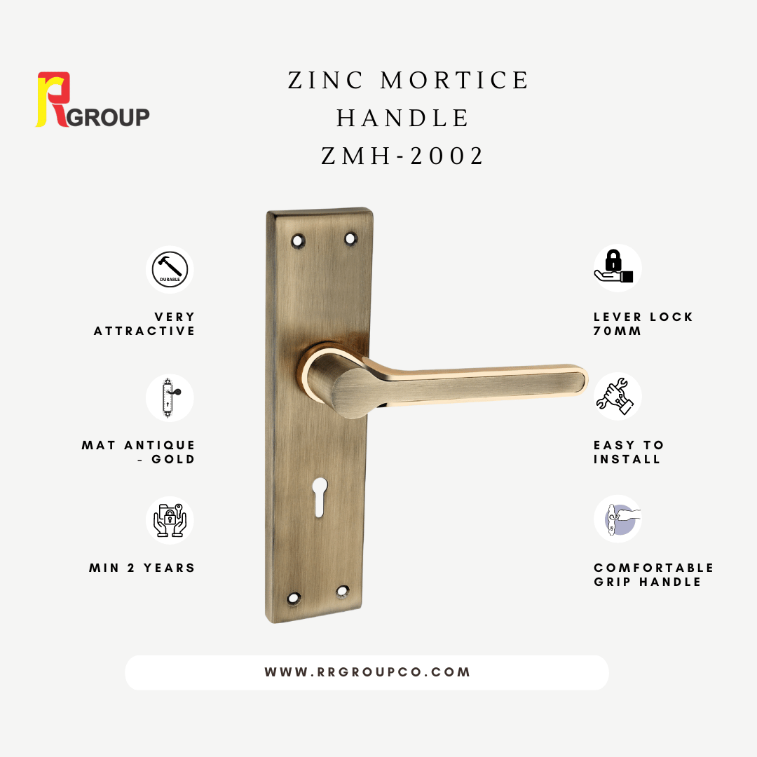 Zinc Mortice Handle | ZMH-2002 | Finish Mett Gold, Antique-CP | Unit 1 Pair