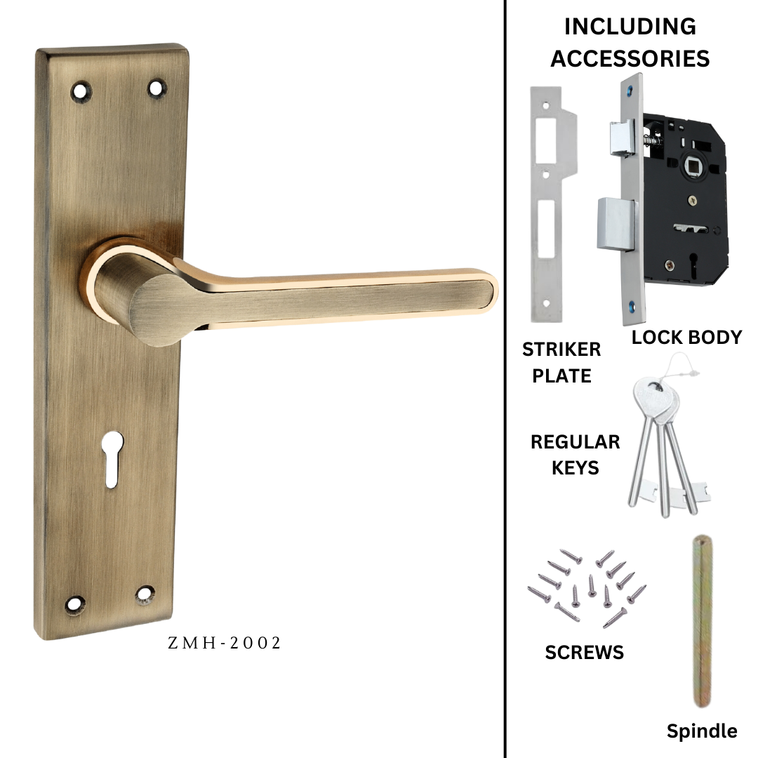 Zinc Mortice Handle | ZMH-2002 | Finish Mett Gold, Antique-CP | Unit 1 Pair