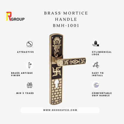 RR Group | Brass Mortice Handle (CY) | BMH-1001 | Finish Antique / Diamond Cutting