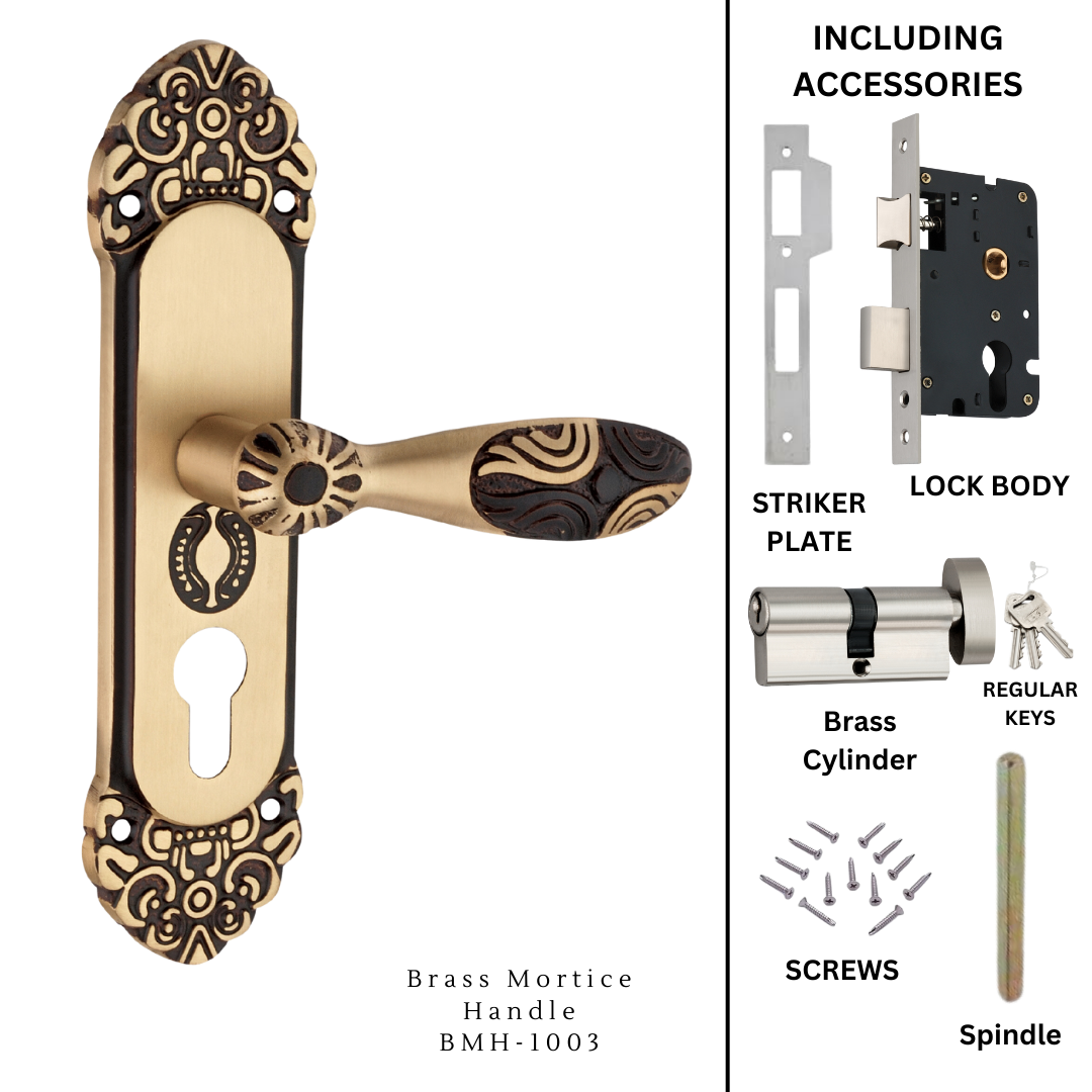 Brass Mortice Handle CY | BMH-1003 | Finish Barn Mate | Unit 1 Pair