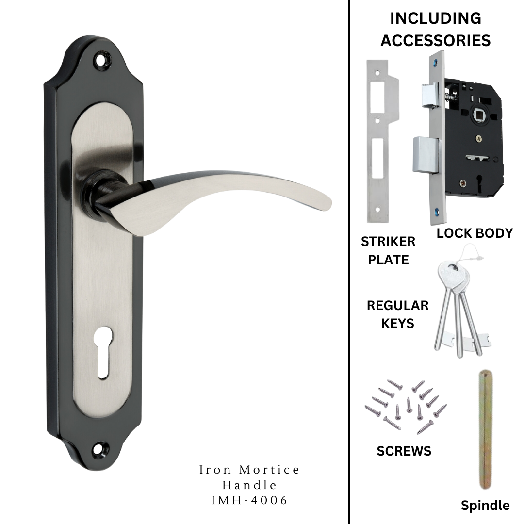 Iron Mortice Handle | IMH-4006 | KY ONLY  | Finish Black Silver | Unit - Pair