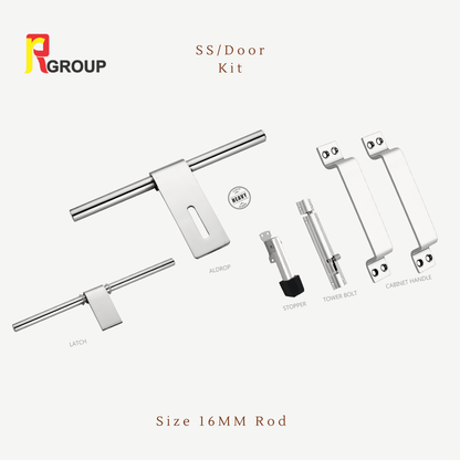 SS / Door Kit | PLAIN 16 MM Rod | Unit - Pair