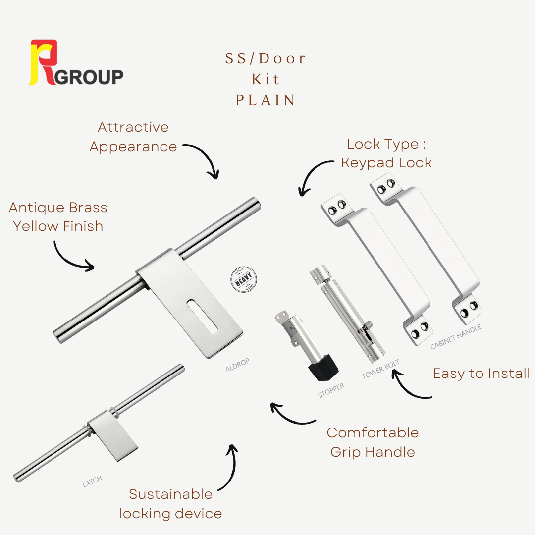 SS / Door Kit | PLAIN 16 MM Rod | Unit - Pair