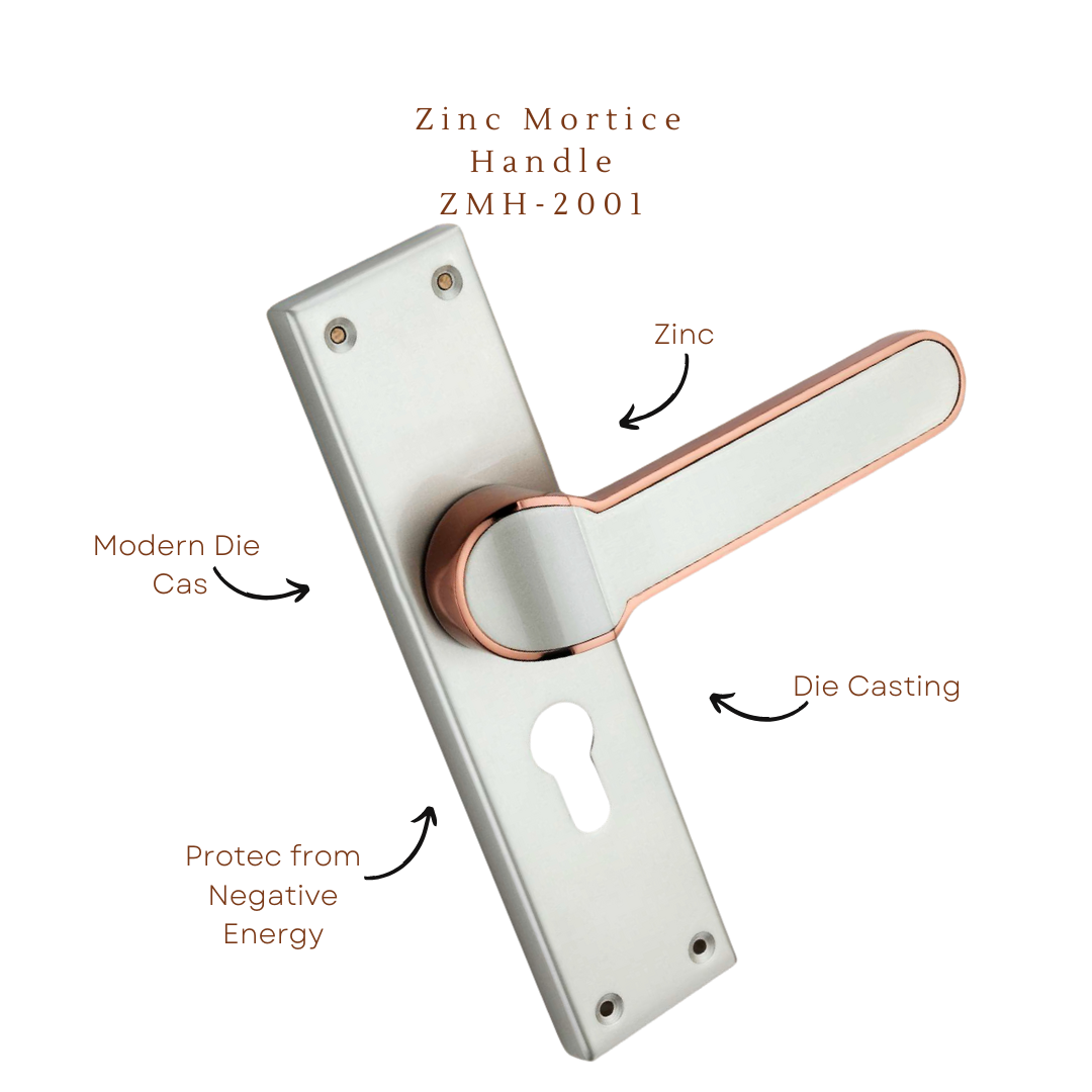 Zinc Mortice Handle | ZMH-2001 | Finish Satin Rose | Unit 1 Pair