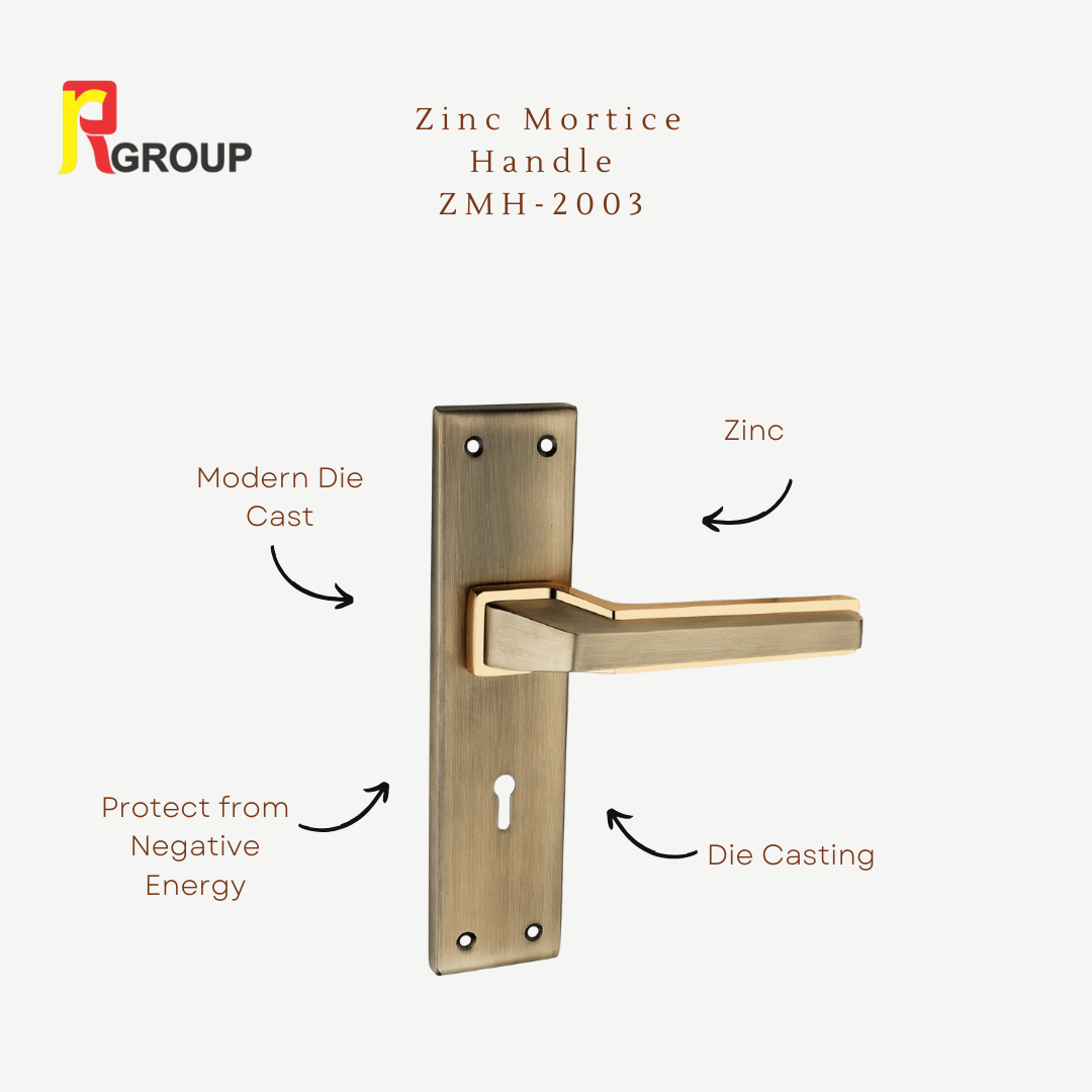 Zinc Mortice Handle | ZMH-2003 | Finish Mett Gold, Antique-CP | Unit 1 Pair
