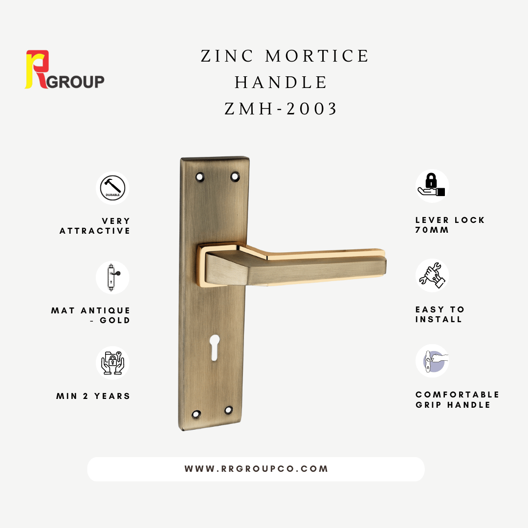 Zinc Mortice Handle | ZMH-2003 | Finish Mett Gold, Antique-CP | Unit 1 Pair