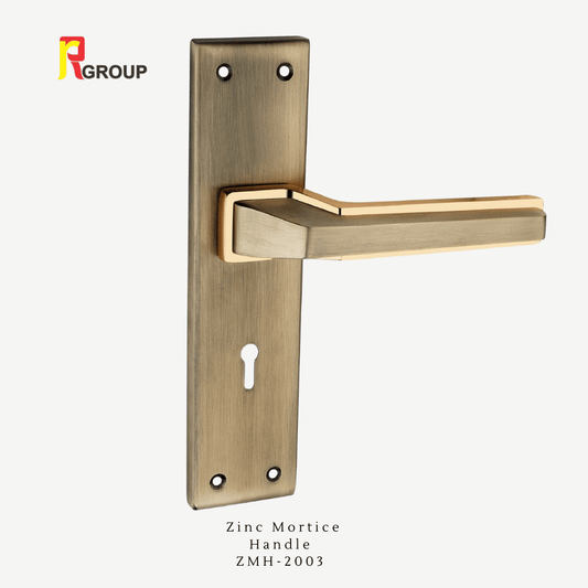 Zinc Mortice Handle | ZMH-2003 | Finish Mett Gold, Antique-CP | Unit 1 Pair