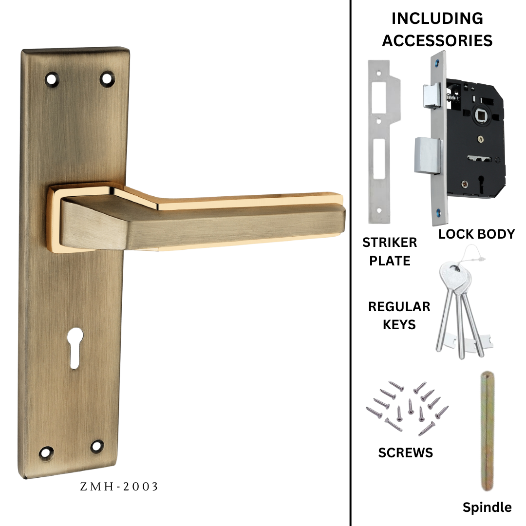 Zinc Mortice Handle | ZMH-2003 | Finish Mett Gold, Antique-CP | Unit 1 Pair
